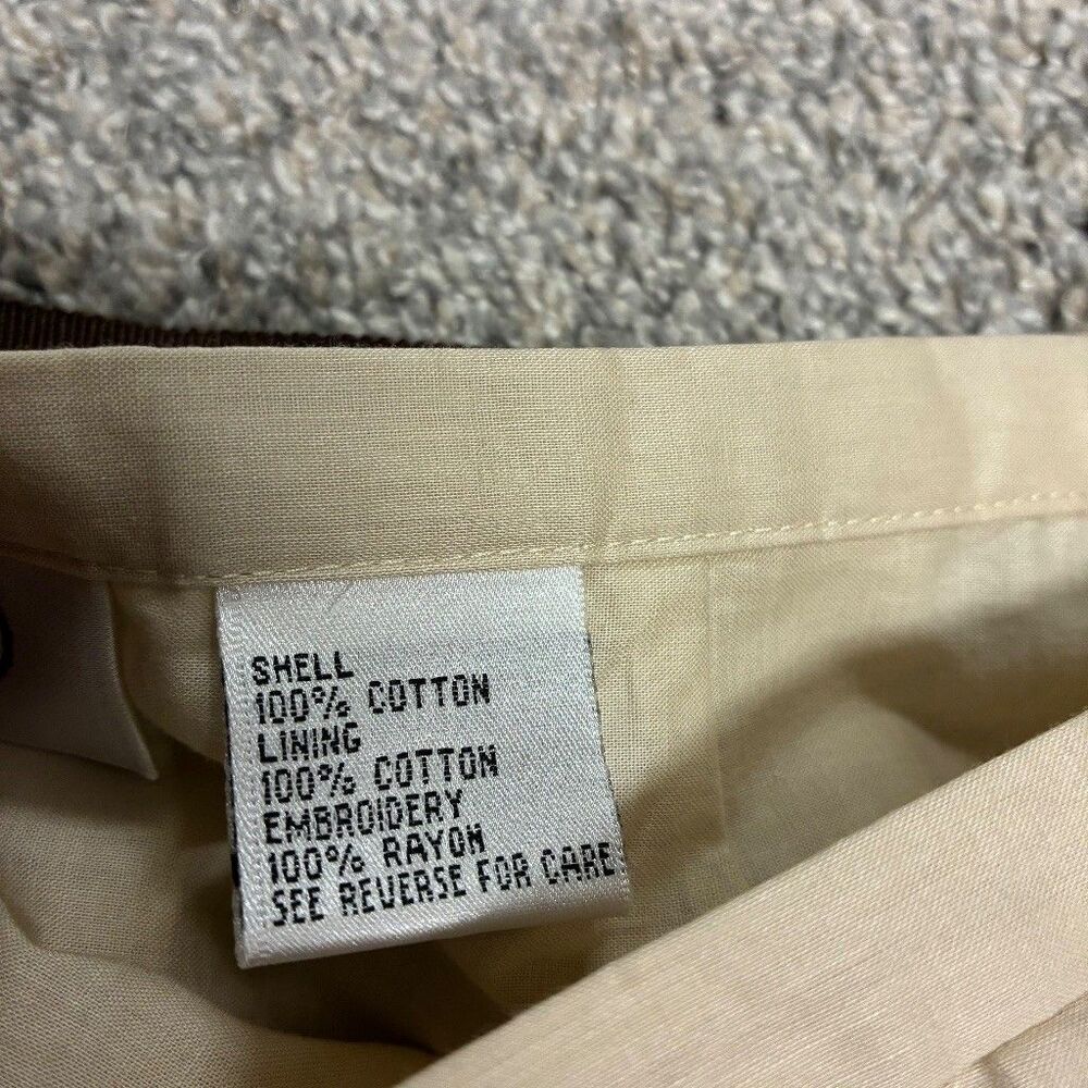 Talbots Cotton Lace Embroidered Skirt Size 14 Beige Boho Lined A-Line Ribbon Tie - Picture 4 of 15